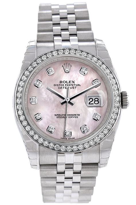 diamond bezel for ladies rolex|Rolex mother of pearl datejust.